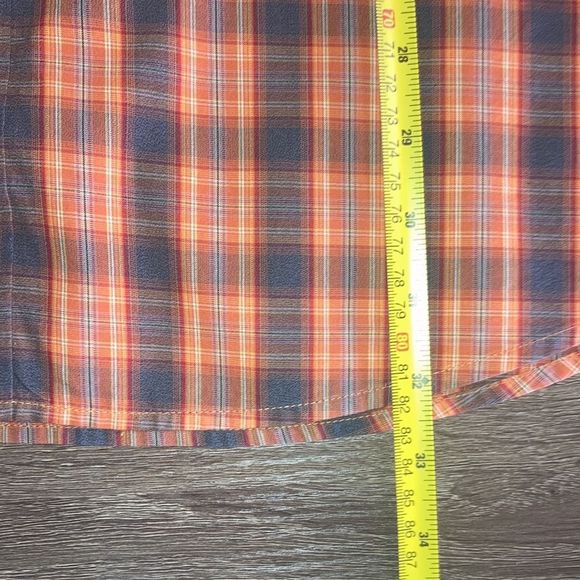 Mens Large Tall Eddie Bauer Mens Orange Plaid Long Sleeves Button Up - Picture 6 of 9